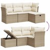 vidaXL Patio Sofa Set with Cushions Outdoor Furniture 4 Piece Poly Rattan - Beige and Cream Without Storage - 3 of 4