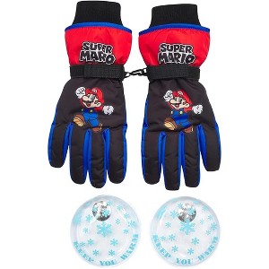 Nintendo Boy's Super Mario Bros Ski Gloves Size Age 4-7, Mario Glove With Handwarmers - 1 of 2