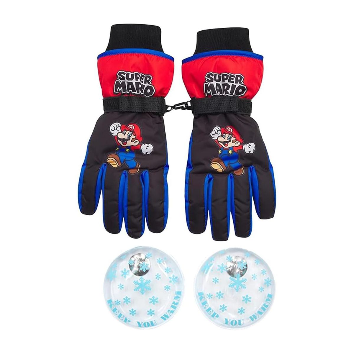 Nintendo Boy's Super Mario Bros Ski Gloves Size Age 4-7, Mario Glove With Handwarmers