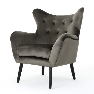 NicBex Velvet Accent Chair,Upholstered Living Room Chairs with Mid-Height Curved Backrest,Modern Armchair,Accent Chairs for Living Room