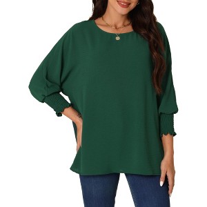 Seta T Women's Casual 3/4 Sleeve Elastic Cuff Dolman Crew Neck Blouse - 1 of 4