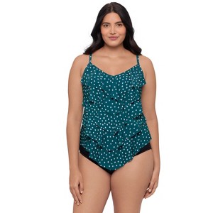 Trimshaper Women's Rachel 5 Tier Ruffle Tankini Swimsuit Top - 1 of 3