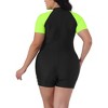 Agnes Orinda Women's Plus Size Tummy Control Colorblock Zip Front Rashguard One-Piece Swimsuit - 4 of 4