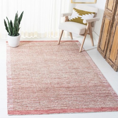 Ivory and Red Hand-Tufted Wool 4' x 6' Area Rug