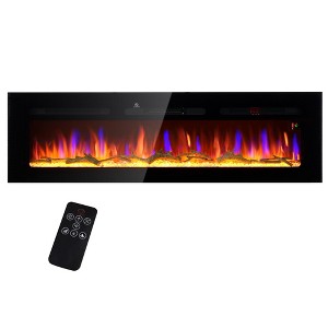 NAYSAYE 60 Inch Wall Mounted Fireplace with Realistic Flame for Living Room or Bedroom, Black, 60"*6.2"*17.7" - 1 of 4