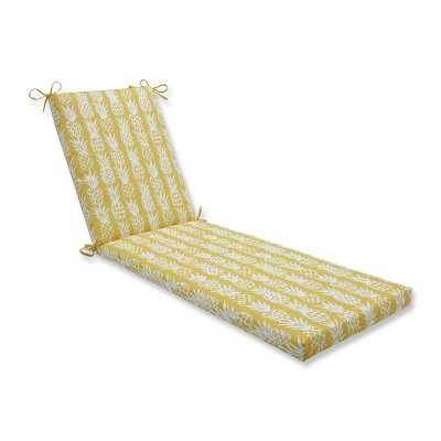 80" x 23" x 3" Pineapple Chaise Lounge Outdoor Cushion Yellow - Pillow Perfect