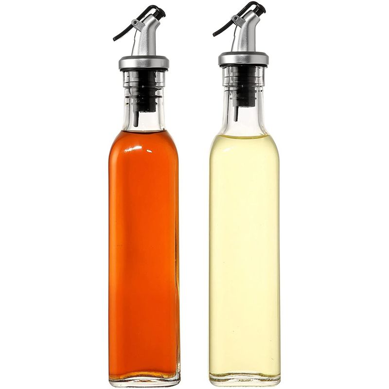 Juvale 2-Pack 8.5oz 250ml Olive Oil and Vinegar Cruets Glass Dispensers Bottles, 2 of 5