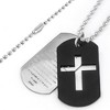 West Coast Jewelry Men's Cross and 'Lord's Prayer' Double Dog Tag Steel Necklace - 2 of 3