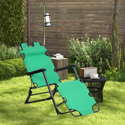 Green Adjustable Zero Gravity Chaise Lounger with Cushions
