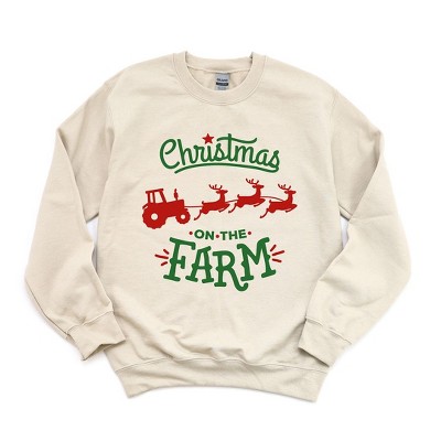 Simply Sage Market Women's Graphic Sweatshirt Christmas On The Farm Tractor