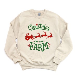 Simply Sage Market Women's Graphic Sweatshirt Christmas On The Farm Tractor - 1 of 4