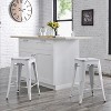 Backless Modern Light Weight Industrial Contemporary Rustic Vintage Costal Metal Bar Stools Without Back and 4 Leg Design 24" Seat White (Set of 2) - 2 of 4