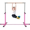 Costway Adjustable Steel Horizontal Training Bar Gymnastics Junior Home Practice Pink - 3 of 4