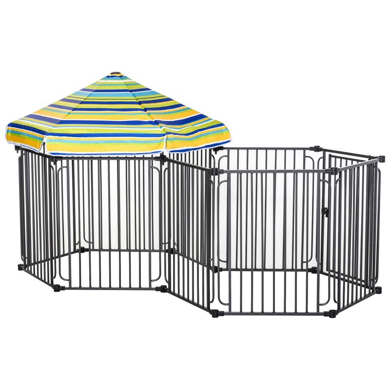 PawHut Dog Playpen with Door & Removable Cover for Small & Most Medium Sized Dogs Indoor & Outdoor Use, 47" H, 1 of 9