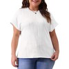 GRACE & GRANDEUR Women's Plus Size Crew Neck Short Sleeve Casual Knit Textured T-Shirts - 2 of 4