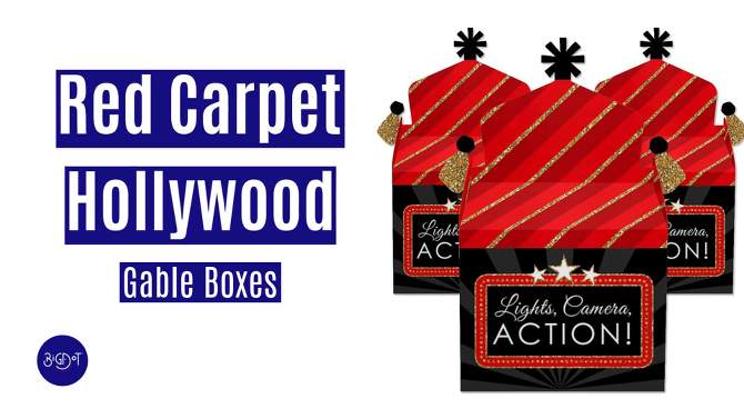 Big Dot of Happiness Red Carpet Hollywood - Treat Box Party Favors - Movie Night Party Goodie Gable Boxes - Set of 12, 2 of 10, play video