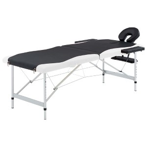vidaXL 2-Zone Foldable Massage Table Aluminum Black and White - 1 of 4