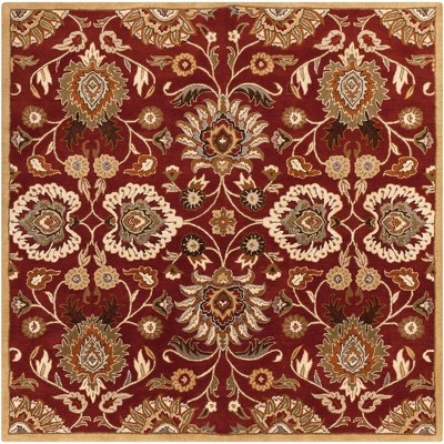 Mark & Day Eckville 8'x8' Square Tufted Indoor Area Rugs Burgundy: Handmade Wool, Stain-Resistant, Traditional Decor
