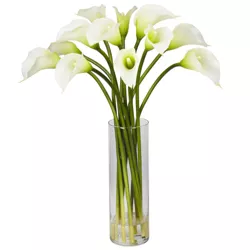 20" x 15" Artificial Calla Lily Flower Plant Arrangement in Vase - Nearly Natural