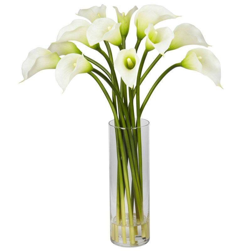 20&#34; x 15&#34; Artificial Calla Lily Flower Plant Arrangement in Vase - Nearly Natural, 1 of 5