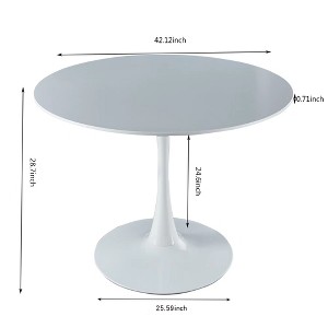 Vynxaria 42.1" White Tulip End Table - Mid-century Round Dining & Leisure Coffee Table - 1 of 4