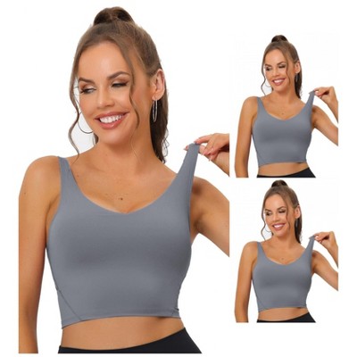 INSPIRE CHIC Women's Workout Fitness Longline Wireless Padded Yoga Sports Bra 3 Packs