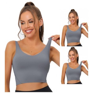 INSPIRE CHIC Women's Workout Fitness Longline Wireless Padded Yoga Sports Bra 3 Packs - 1 of 4