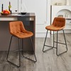 Beautyolove 26 in. Brown Faux Leather Upholstered Counter Height Bar Stool Swivel Counter Stool - 2 of 4