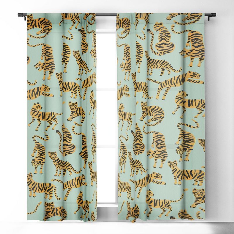 Cat Coquillette Tiger Collection Mint Orange 84" x 50" Single Panel Blackout Window Curtain - Deny Designs, 2 of 5