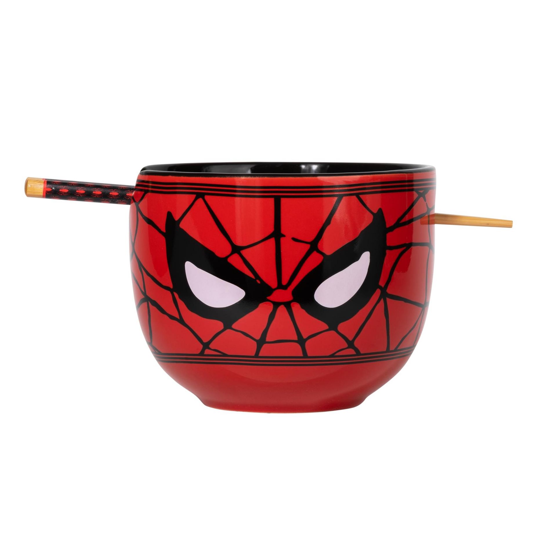 Silver Buffalo Marvel Spider-Man Face 20-Ounce Ramen Bowl and Chopstick Set