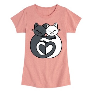 Girls' - Instant Message - Cats Heart Tails Fitted Short Sleeve Graphic T-Shirt - 1 of 4