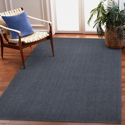 Navy Braided 5' x 7' Reversible Synthetic Rectangular Rug