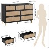 Rattan 7-Drawer Tall Dresser w/ Deep Drawers & Wide Top - Multi-Room Storage for Bedroom, Living Room, Hallway, Nursery - 2 of 4