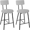 Bar Stool Chairs Set of 2, Modern Upholstered Counter Height Barstools with Round Seat, Armless Bar Chair with Back, Footrest and Metal Legs - 3 of 4