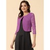 INSPIRE CHIC Women's Work Floral 3/4 Lace Trim Sleeves Open Front Bolero Shrug - 3 of 4