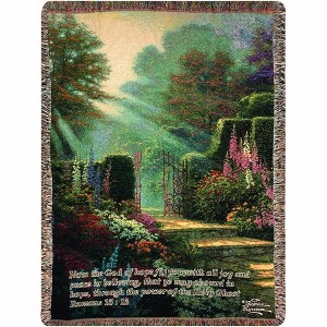 Manual Woodworks and Weavers Thomas Kinkade Throw – Garden of Grace Tapestry Blanket with Verse, 50x60 in Cotton - 1 of 3