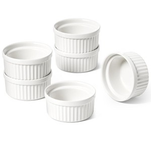 Aoibox Small Ceramic Ramekins, 2 OZ Dipping Bowls for Sauces & Dips, Microwave & Oven Safe Souffle Dishes, Set of 6, White - 1 of 4