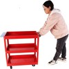 ORRD 3-Tier Heavy Duty Steel Tool Cart on Wheels, 450LBS Capacity, Lockable Wheels, Red Industrial Service Cart for Garage, Workshop - 4 of 4