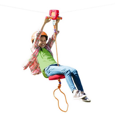 Red Backyard Zipline Kit For Kids Outdoor Play 80 L Hearthsong