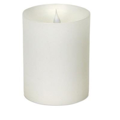 Melrose 5.25" Prelit LED Simplux Flameless Wax Pillar Candle with Moving Flame - White