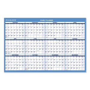 Horizontal Reversible/Erasable Wall Planner, 36 x 24, White/Blue Sheets, 12-Month (Jan to Dec): 2025 - 1 of 3