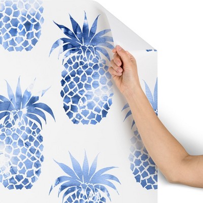 2"x10" Schatzi Brown Pineapples Blue Wallpaper Blue - Deny Designs