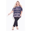Avenue Women's Plus Size Frill Cold Shoulder Top - 3 of 4