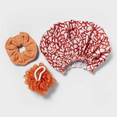 Image of 3pc Bathroom Accessories Set Orange - Room Essentials™: Cleansing Essentials, Adult Bath Gift Set