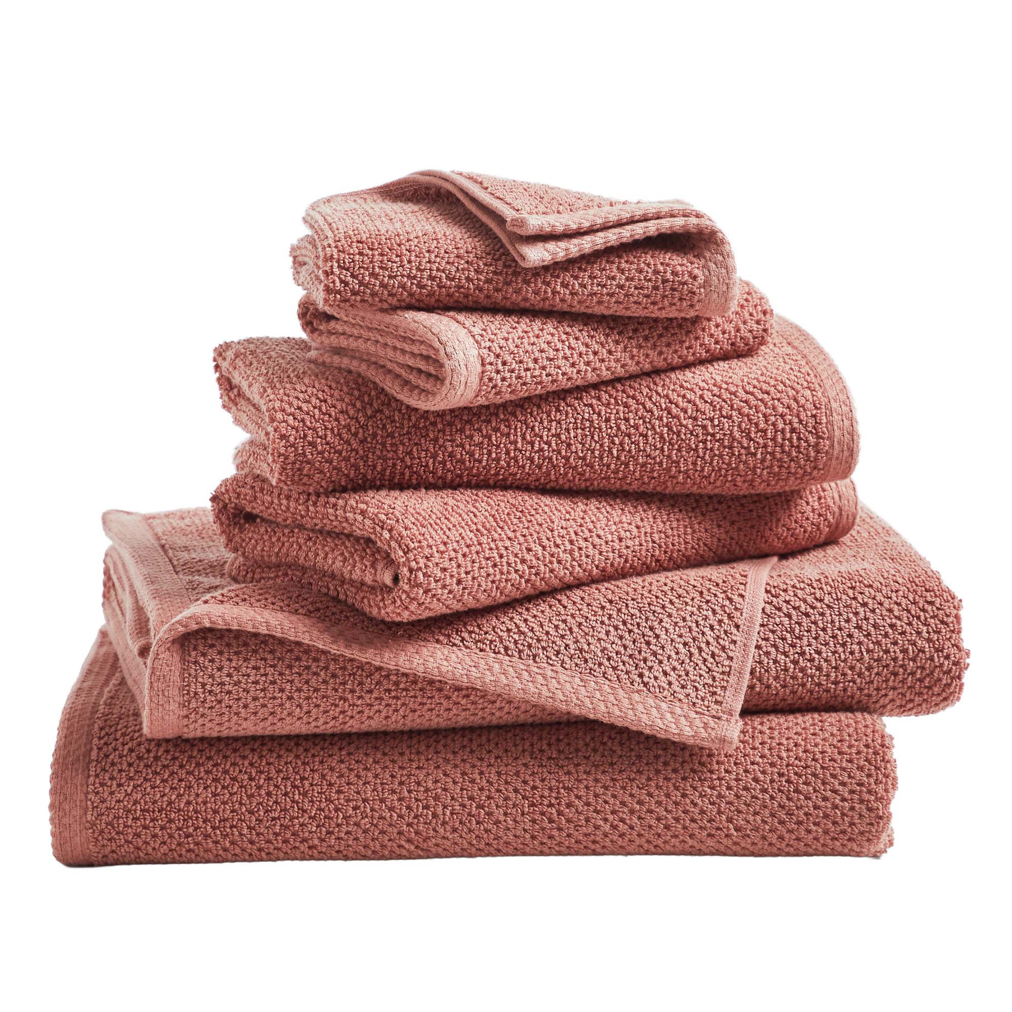 Cotton Quick Dry Loop Textured Bath Towel - Great Bay Home (Desert Rose, 6-Piece Set)