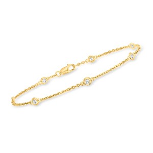 Ross-Simons 0.25 ct. t.w. Bezel-Set Diamond Station Bracelet in 18kt Gold Over Sterling - 1 of 3