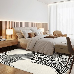 Washable Area Rugs for Living Room, Non Slip Low Pile  Rugs for Bedroom, Foldable Carpet Indoor Non-Shedding Floor Carpet for Office，Multiple size - 1 of 4
