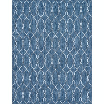 Blue Rectangular Stain-Resistant Outdoor Area Rug 9' x 12'