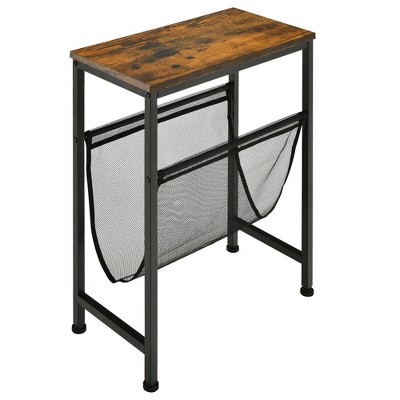 Gymax Narrow End Table Magazine Holder Sling Industrial Accent Console Table
