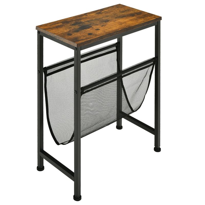 Costway Narrow End Table Magazine Holder Sling Industrial Accent Console Table, 1 of 11